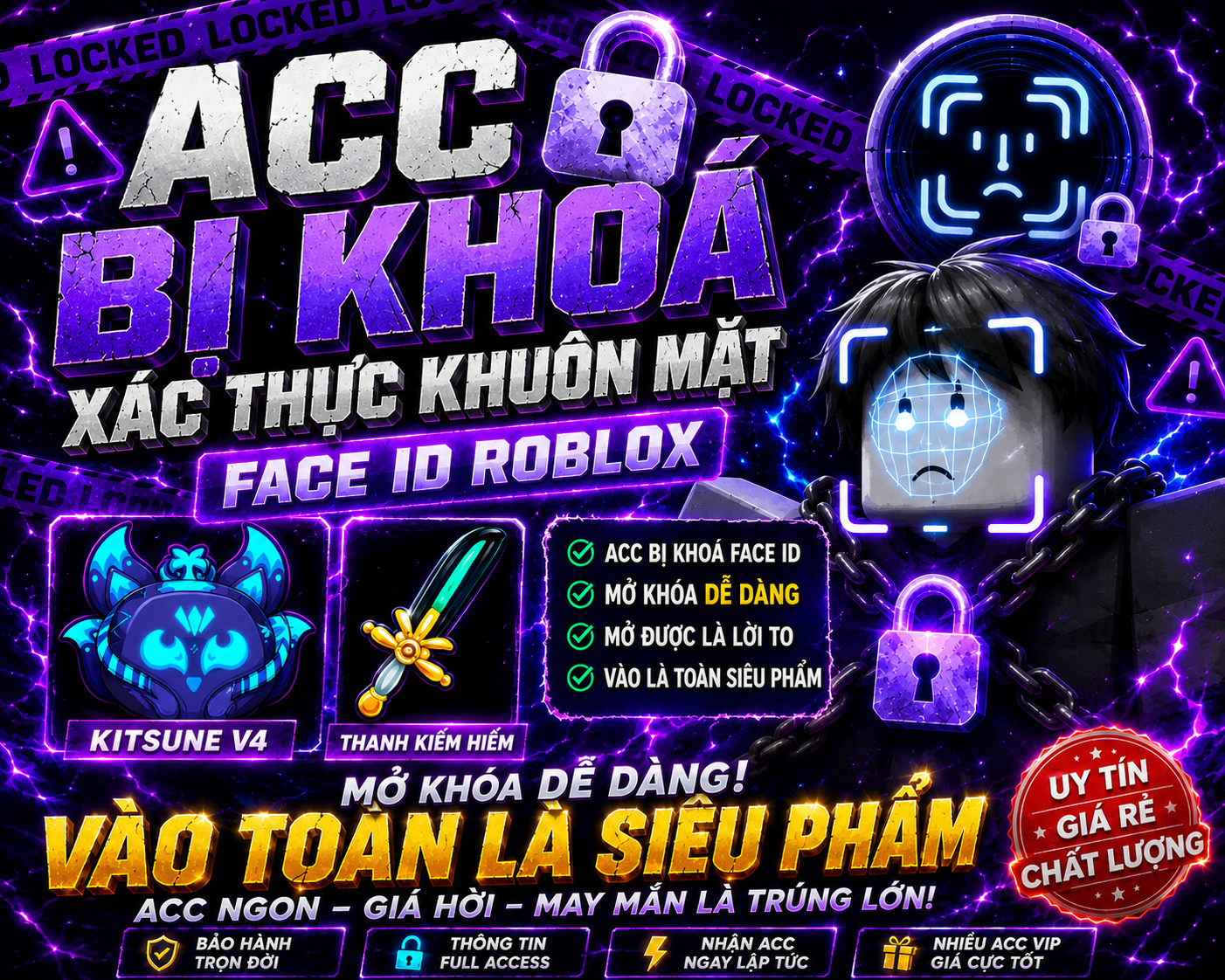ACC BỊ KHOÁ XÁC THỰC KHUÔN MẶT RANDOM LEVEL VÀ FRUIT